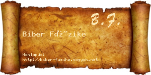 Biber Füzike névjegykártya
